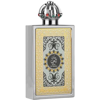 Lattafa Pride King of Arabia – Eau de Parfum spray a lunga durata agli agrumi, fruttato, legnoso, pelle, 3.4 oz / 100 ml Lattafa Pride King of Arabia – Eau de Parfum spray a lunga durata agli agrumi, fruttato, legnoso, pelle, 3.4 oz / 100 ml