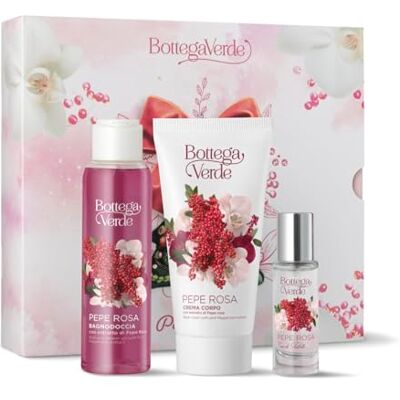 Bottega Verde Cofanetto Regalo Pepe Rosa con Bagnodoccia 100 ml, Crema Corpo 100 ml e Eau de Toilette 10 ml, Fragranza Pepe Rosa e Vaniglia, Idea Regalo Bottega Verde Cofanetto Regalo Pepe Rosa con Bagnodoccia 100 ml, Crema Corpo 100 ml e Eau de Toilette 10 ml, Fragranza Pepe Rosa e Vaniglia, Idea Regalo