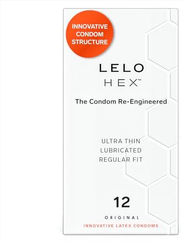 LELO HEX Original PreservativiSottili Rinforzati, Leggermente lubrificati Condom, Preservativi con rilievi e nervature, Diametro 54 mm (Confezione da 12)