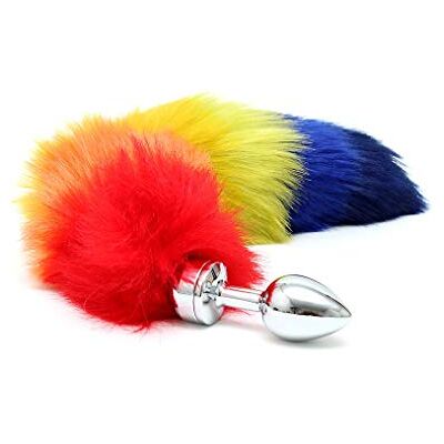 Rimba plug anale, piccolo in acciaio inossidabile massiccio con coda (unisex) Argento/Multicolore Rimba plug anale, piccolo in acciaio inossidabile massiccio con coda (unisex) Argento/Multicolore