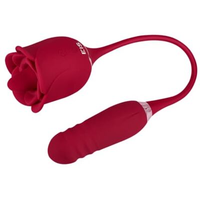EIS vibratore da appoggio mini vibratore vibratore da appoggio a forma di rosa 2 in 1 39,8 cm impermeabile ricaricabile silicone delicato sulla pelle EIS vibratore da appoggio mini vibratore vibratore da appoggio a forma di rosa 2 in 1 39,8 cm impermeabile ricaricabile silicone delicato sulla pelle