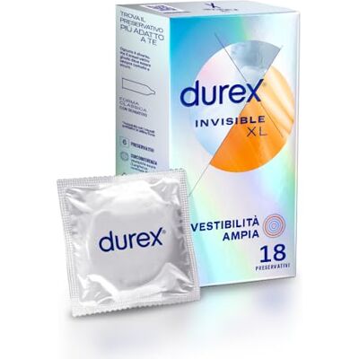 Durex Invisible XL, Preservativi Ultra Sottili e Extra-Large, 18 Profilattici Durex Invisible XL, Preservativi Ultra Sottili e Extra-Large, 18 Profilattici
