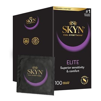 SKYN Elite (100 Pezzi), feel Preservativi Senza Lattice Dimensioni Regolari, Preservativi Ultrasottili e Morbidi, Forma Dritta Liscia, Larghezza 53mm SKYN Elite (100 Pezzi), feel Preservativi Senza Lattice Dimensioni Regolari, Preservativi Ultrasottili e Morbidi, Forma Dritta Liscia, Larghezza 53mm