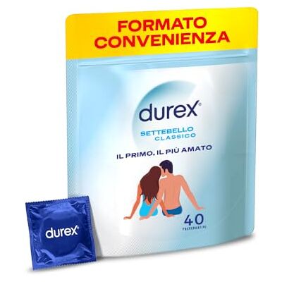 Durex Settebello Classico, Preservativi Classici, Formato Convenienza, Confezione Riciclabile Salvaspazio, 40 Profilattici Durex Settebello Classico, Preservativi Classici, Formato Convenienza, Confezione Riciclabile Salvaspazio, 40 Profilattici