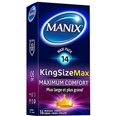 Manix KING SIZE MAX 14 preservativi maschi grandi taglia XL più ampia e più grande per il massimo comfort Manix KING SIZE MAX 14 preservativi maschi grandi taglia XL più ampia e più grande per il massimo comfort