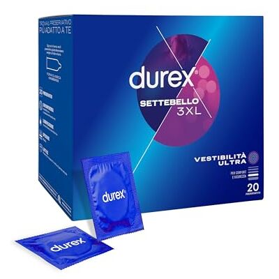 Durex Settebello XXXL, Preservativi 3XL, 20 Profilattici Durex Settebello XXXL, Preservativi 3XL, 20 Profilattici