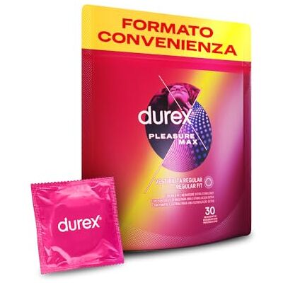 Durex Pleasuremax, Preservativi con Rilievi e Nervature, Formato Convenienza, Confezione Riciclabile Salvaspazio, 30 Profilattici Durex Pleasuremax, Preservativi con Rilievi e Nervature, Formato Convenienza, Confezione Riciclabile Salvaspazio, 30 Profilattici