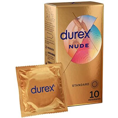 Durex Nude 10 preservativi ultra sottili per uomo, taglia standard Durex Nude 10 preservativi ultra sottili per uomo, taglia standard