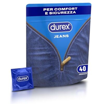 Durex Settebello Jeans, Preservativi Classici, Formato Convenienza, Vestibilità Regular, 40 Profilattici Durex Settebello Jeans, Preservativi Classici, Formato Convenienza, Vestibilità Regular, 40 Profilattici