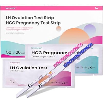 femometer Test di Ovulazione 50 + Test di Gravidanza Precoce 20 in Striscia Urina per Fertilità Donna, Risultati Precisi Digitali Ti Aiutano a Concepire femometer Test di Ovulazione 50 + Test di Gravidanza Precoce 20 in Striscia Urina per Fertilità Donna, Risultati Precisi Digitali Ti Aiutano a Concepire