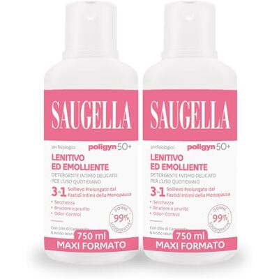Saugella Poligyn 50+, Detergente Intimo Ph Fisiologico Menopausa, 2x750ml Saugella Poligyn 50+, Detergente Intimo Ph Fisiologico Menopausa, 2x750ml