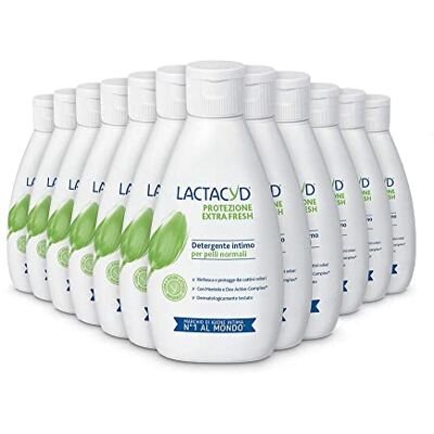 Lactacyd Protezione ExtraFresh, Detergente per l'Igiene Intima, Pelli Normale, Offre Freschezza Prolungata ed Aiuta a Prevenire i Cattivi Odori, Dermatologicamente Testato, 300 ml, 12 Pezzi Lactacyd Protezione ExtraFresh, Detergente per l'Igiene Intima, Pelli Normale, Offre Freschezza Prolungata ed Aiuta a Prevenire i Cattivi Odori, Dermatologicamente Testato, 300 ml, 12 Pezzi