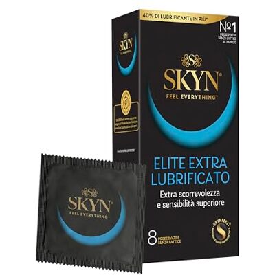 SKYN Elite Extra Lub Preservativi Senza Lattice in Poliisoprene Ultra Sottili e Extra Lubrificati, 8 Pezzi SKYN Elite Extra Lub Preservativi Senza Lattice in Poliisoprene Ultra Sottili e Extra Lubrificati, 8 Pezzi