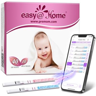 Easy@Home 40 Test di ovulazione + 10 Test di gravidanza, Tasso di gravidanza 5 volte superiore riscontrato*, Aumenta le tue possibilità di concepimento, Altamente preciso, Supporto app Premom Easy@Home 40 Test di ovulazione + 10 Test di gravidanza, Tasso di gravidanza 5 volte superiore riscontrato*, Aumenta le tue possibilità di concepimento, Altamente preciso, Supporto app Premom