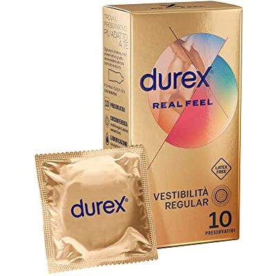 Durex Real Feel, Preservativi Senza Lattice, Vestibilità Regular, 10 Profilattici Durex Real Feel, Preservativi Senza Lattice, Vestibilità Regular, 10 Profilattici