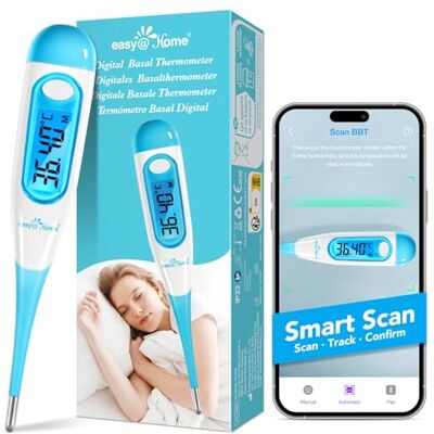 Easy@Home Termometro Basale Digitale Test Ovulazione Fertilità e Gravidanza Alta Precisione con Intervallo 1/100° per il Monitoraggio dell'Ovulazione con gratuita APP Premom Easy@Home Termometro Basale Digitale Test Ovulazione Fertilità e Gravidanza Alta Precisione con Intervallo 1/100° per il Monitoraggio dell'Ovulazione con gratuita APP Premom