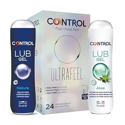 CONTROL Fantasy Mix Cofanetto di 24 Preservativi Sottili Ultrafeel, 1 Gel Lubrificante con Aloe Vera e 1 Gel Nature CONTROL Fantasy Mix Cofanetto di 24 Preservativi Sottili Ultrafeel, 1 Gel Lubrificante con Aloe Vera e 1 Gel Nature