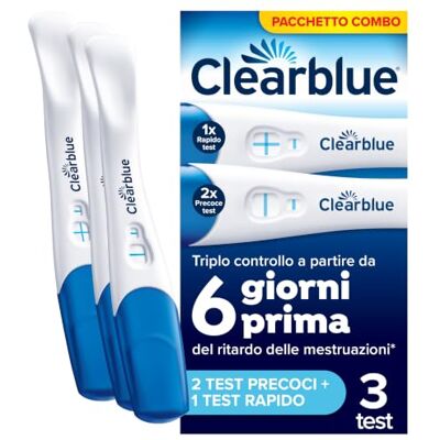Clearblue Test di Gravidanza Pacchettto Combo 2 Precoci + 1 Rapido, 3 Clearblue Test di Gravidanza Pacchettto Combo 2 Precoci + 1 Rapido, 3