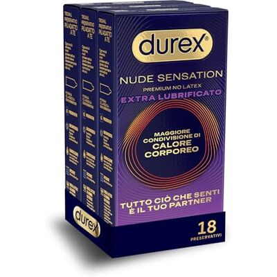 Durex Nude Sensation Extra Lube, Preservativi Ultra Sottili, Extra Lubrificati, 18 Profillatici Durex Nude Sensation Extra Lube, Preservativi Ultra Sottili, Extra Lubrificati, 18 Profillatici