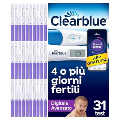 Clearblue 30 Test di Ovulazione Digitali Avanzati e 1 Test di Gravidanza, Aumenta le tue possibilità di rimanere incinta, Rilevazione Rapida, App Tracker ciclo Clearblue 30 Test di Ovulazione Digitali Avanzati e 1 Test di Gravidanza, Aumenta le tue possibilità di rimanere incinta, Rilevazione Rapida, App Tracker ciclo