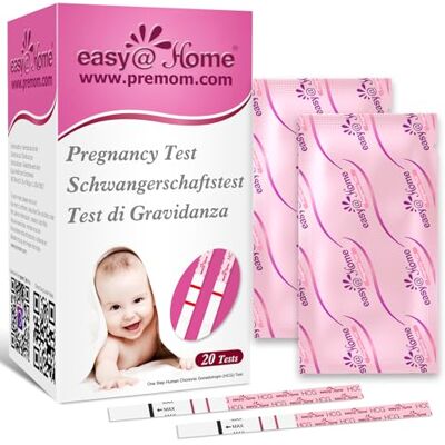 Easy@Home Test di Gravidanza Precoce 5 Giorni: 20 Test Gravidanza 10mIU/ml Rilevamento Rapido & Risultato Rapido con l'APP Premom Italiana Accuratezza del 99% 20 HCG Tests Easy@Home Test di Gravidanza Precoce 5 Giorni: 20 Test Gravidanza 10mIU/ml Rilevamento Rapido & Risultato Rapido con l'APP Premom Italiana Accuratezza del 99% 20 HCG Tests