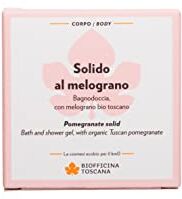 Biofficina Toscana -Solido al melograno bagnodoccia, con melograno bio toscano.. Local-Organic. Certificato Aiab Bio eco cosmesi, Lav, Vegan, Nichel Tested, Dermatologically tested. 80 gr