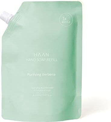 HAAN Ricarica Sapone per le mani 350ml ricaricabile, idratante, 95% ingredienti naturali, Aloe Vera e prebiotici. Fraganza Purifying Verbena