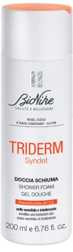 BioNike Triderm Doccia Schiuma Syndet Riacidificante PH 3,5, per Pelli Sensibili e Intolleranti, Detergente Corpo Delicato e Riequilibrante per Lavaggi Frequenti