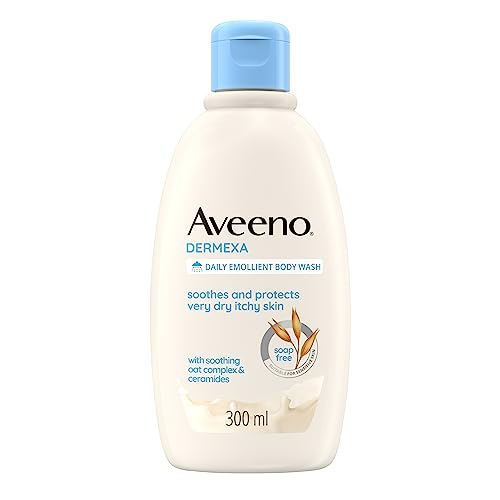 Aveeno , Bagno Doccia Emolliente, Bagnoschiuma, Dermexa, Uso Quotidiano Emolliente, Senza Sapone, Coloranti eProfumo, per Pelli Sensibili, 300ml