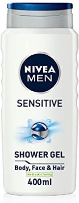 NIVEA Gel doccia sensibile agli uomini, confezione da 6 (6 x 400 ml), gel doccia per pelli sensibili senza alcool, gel doccia delicato da uomo, per pelli irritate