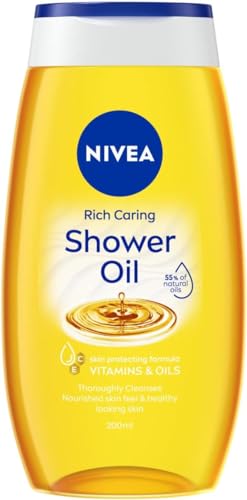 NIVEA Doccia Olio Nutrimento Intenso in confezione da 6 x 200 ml, Bagnoschiuma nutriente a base di Oli Naturali, Detergente doccia per una pelle morbida e nutrita