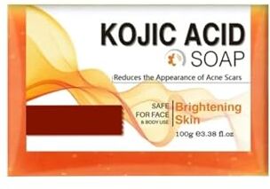 Generic Kojic sapone per schiarire la pelle, sapone Kojic per sapone scuro per viso e corpo, sapone per le mani, detergente per il viso, pelle liscia, 100 g Controindicazioni (giallo, taglia unica)