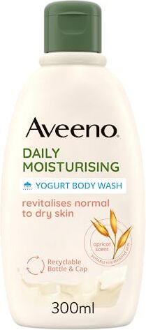 Aveeno Daily Moisturising Bagno Doccia Allo Yogurt, Bagnoschiuma idratante senza sapone, Docciaschiuma al profumo di Albicocca e Miele, Bagnodoccia per pelli sensibili con Avena e Yogurt Greco, 300 ml