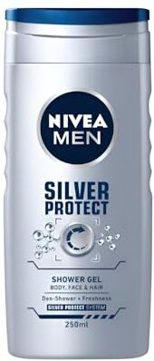 NIVEA Shower Gel da uomo, 250 ml, Silver Protect (confezione da 5)