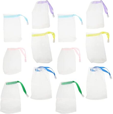 FRCOLOR 25 Pezzi Rete a Bolle Porta Coulisse a Bolle Spugne Per Il Viso Sacchetto Di Sapone Da Bagno Piccola Borsa a Rete Scrubber Per Il Viso Scrubber Facciale Sapone Esfoliante Tasca