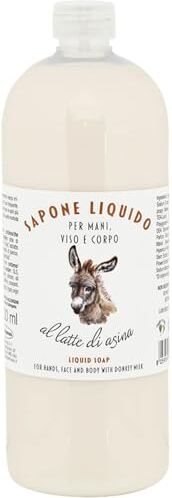 Generico DELICATO D'ASINA Ricarica Sapone Liquido Flacone da 1000ml, Per Pelli Sensibili Detergente Per Uso Frequente, Non Irrita La Pelle Lasciandola Morbida e Profumata