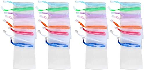 FRCOLOR 60 Pz Borsa Per Sapone a Rete Schiumogena Sacchetto Esfoliante Di Sapone Sacchetto Di Sapone Morbido Per La Doccia Sacchetto Di Saponetta Portasapone Giappone Nylon Coulisse