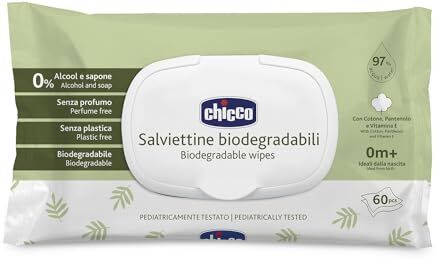 Chicco Salviette Neonato Detergenti Multiuso Biodegradabili, Senza Alcool, Profumate, Adatte per Pelli Sensibili, con Fibre Naturali, Megapack da 720 Salviette, 12 Confezioni da 60 Salviettine