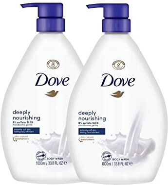 Dove Bagnodoccia Idratante 1000 ml   Deeply Nourishing Body Wash   CON POMPETTA INTEGRATA   PACCO DA 2