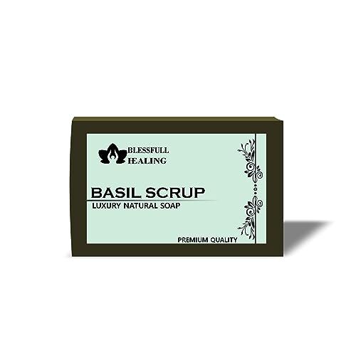 Blessfull Healing Organic Basil Scrup Sapone naturale fatto a mano di lusso (125 grammi / 4,4 once) (confezione da 1)