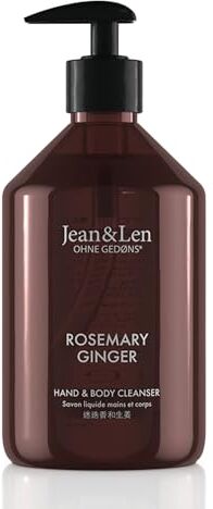 Jean & Len Hand & Body Cleanser Rosemary & Ginger, per una profumata esperienza di pulizia, sapone per il corpo e le mani in una bottiglia di alta qualità, profumo fresco e vivace, vegano, 500 ml