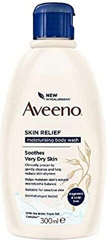 Aveeno Detergente per il corpo idratante per sollievo della pelle, 300 ml