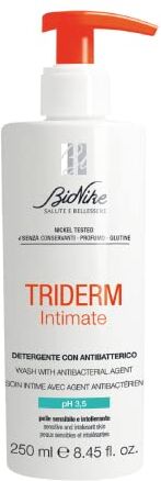 BioNike Triderm Intimate Detergente Intimo Antibatterico PH 3,5 per Pelli Sensibili e Intolleranti, Azione Protettiva e Riequilibrante, Lenisce Rossori e Irritazioni, Dona Freschezza alla Pelle