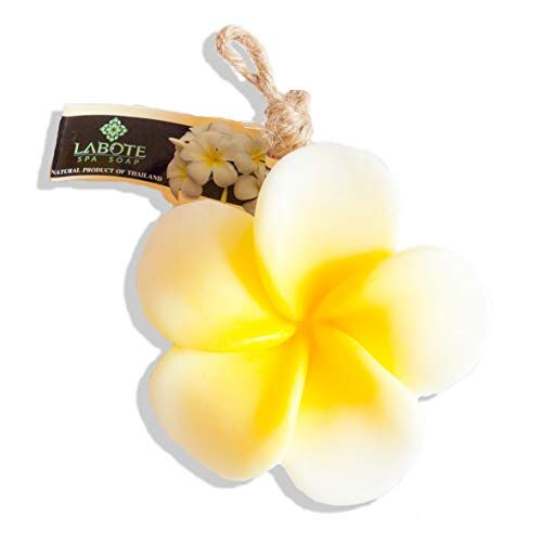LABOTE Sapone naturale biologico tailandese fatto a mano Plumeria bianco-giallo con profumo tipico, 120 g
