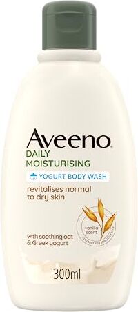 Aveeno Daily Moisturising Bagno Doccia Allo Yogurt, Bagnoschiuma idratante senza sapone, Docciaschiuma al profumo di Vaniglia, Bagnodoccia per pelli sensibili con Avena e Yogurt Greco, 300 ml