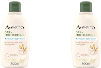 Aveeno Daily Moisturising, Bagno Doccia Rivitalizzante Naturale allo Yogurt ed Avena Probiotica, Delicato, Profumo di Albicocca e Miele, 300 ml (Confezione da 2)