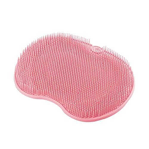 Generic Shower Foot & Back Scrubber,Massage Pad,Wall Mounted Silicone Bath Massage Cushion Brush with Suction Cups,Bathroom Wash Foot Mat Massager Cleaner,Exfoliating Dead Skin Foot Brush Washer (Pink)