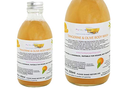 Funky Soap Mandarino & Oliva Liquido Bagnoschiuma, Vetro Bottiglia di 250ml