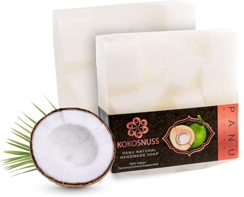 Panu Natural Panu Noce di Cocco Soap Sapone da doccia vegano per tutti i tipi di pelle Sapone naturale come gel doccia solido e shampoo solido Pezzo di doccia naturale Sapone senza animali