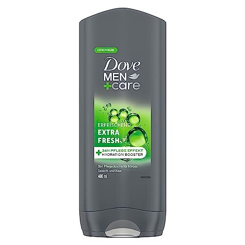 Dove Men+Care Gel doccia 3 in 1 Extra Fresh Bagno doccia per corpo, viso e capelli con 24 ore di cura effetto 400 ml